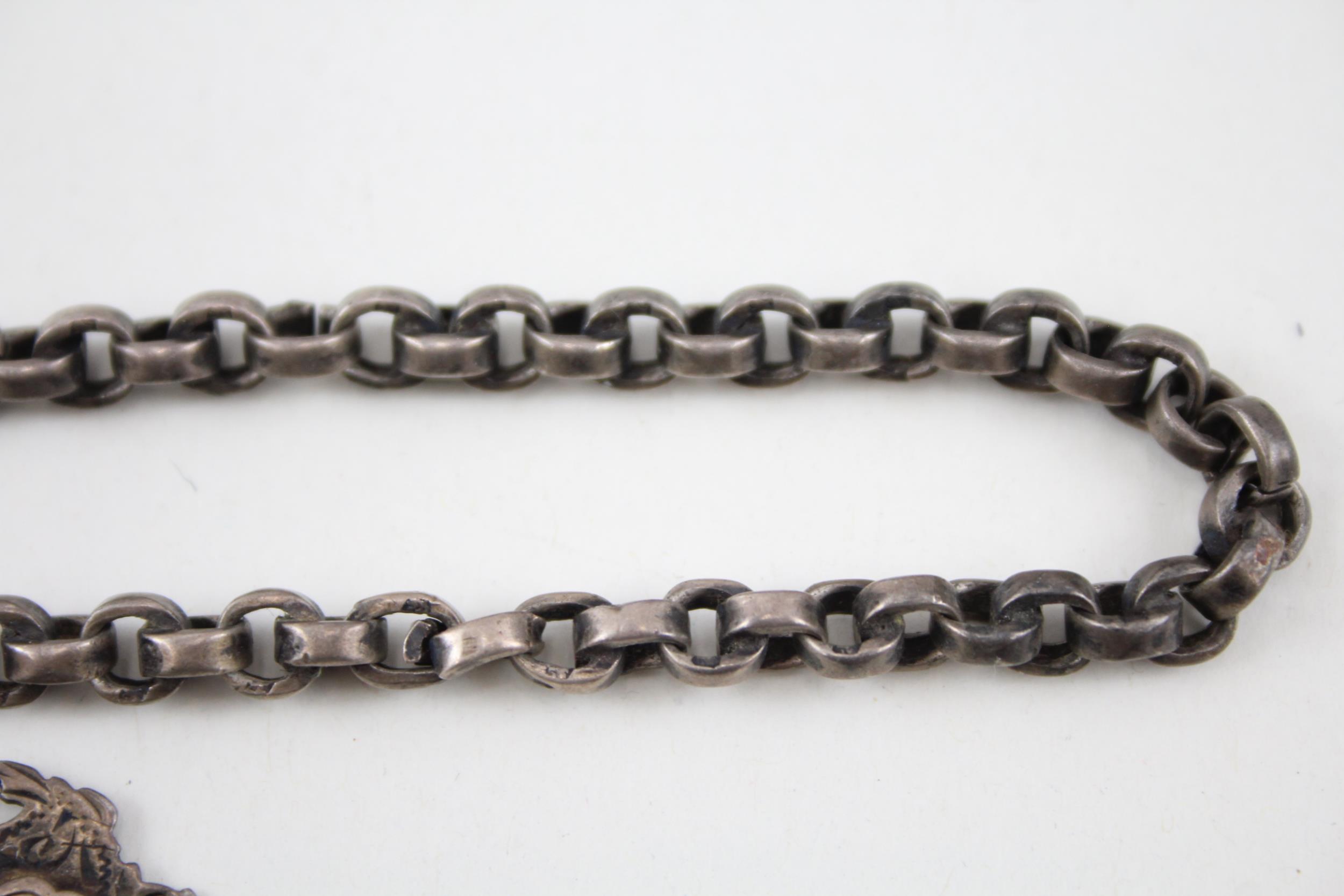 Silver antique watch chain with fob (40g) - Image 2 of 7