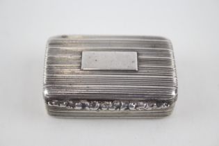 Antique George IV 1825 Birmingham Sterling Silver Rectangular Snuff Box (39g) - Maker -