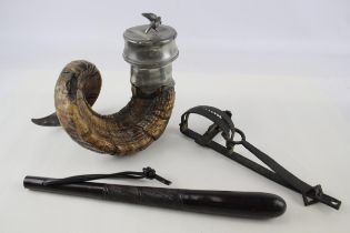 Antique Scottish Rams Horn Snuff Mull - Anglers Priest & Trap Job Lot x 3 - Antique Scottish Rams