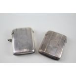 2 x Antique .925 Sterling Silver Vesta / Match Cases Inc Victorian Etc (69g) - w/ Personal