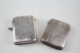 2 x Antique .925 Sterling Silver Vesta / Match Cases Inc Victorian Etc (69g) - w/ Personal