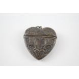 Vintage Stamped .925 Sterling Silver Heart Shaped Vesta / Match Case (15g) - Height - 5cm In vintage