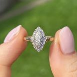 9ct gold diamond dress ring (as seen) Size L 1.9 g