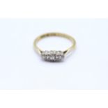 18ct gold & platinum vintage diamond ring Size L 2.1 g