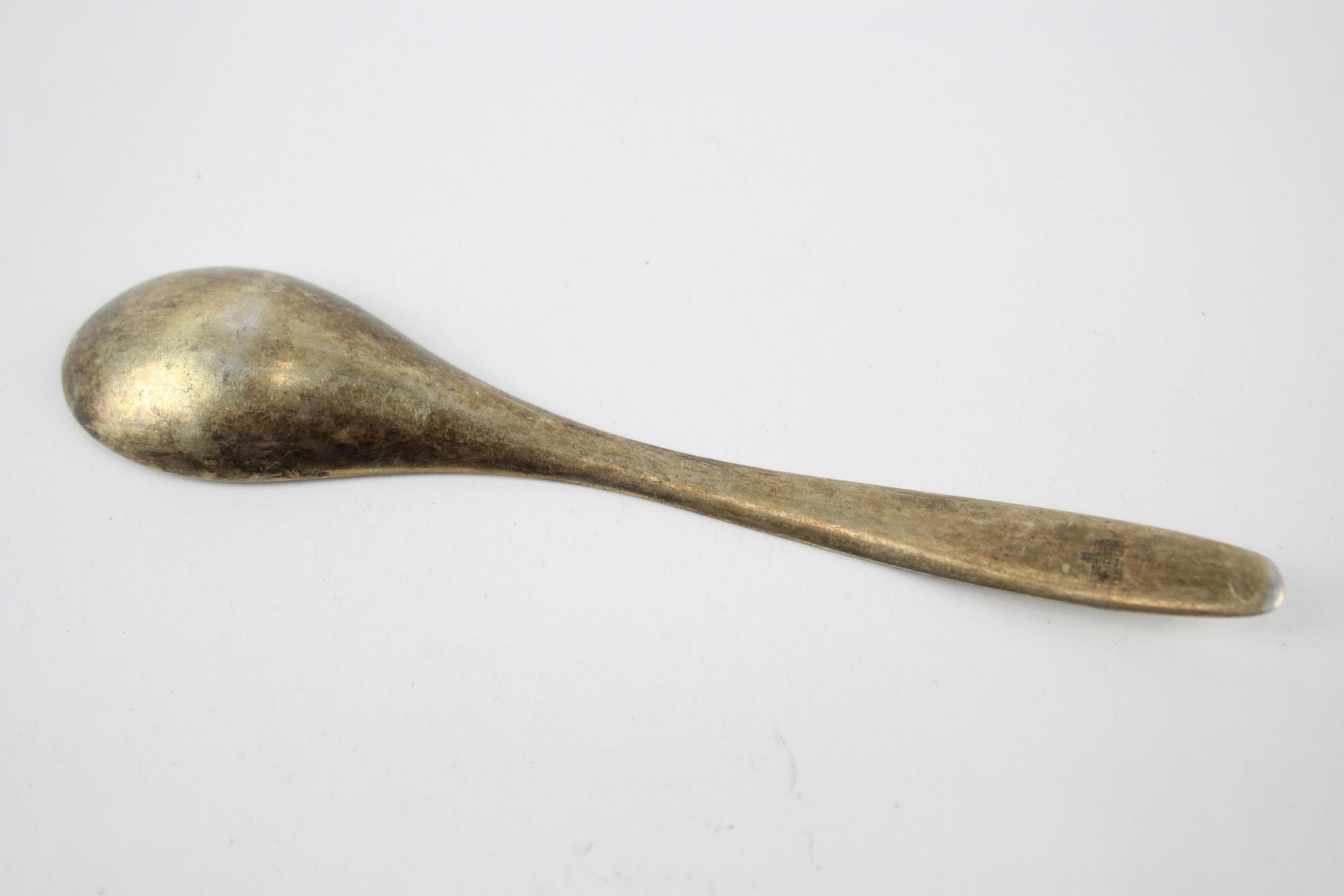 2 x Vintage Stamped .925 Sterling Silver White Guilloche Enamel Spoon & Salt 53g - Inc Norway - Image 4 of 7