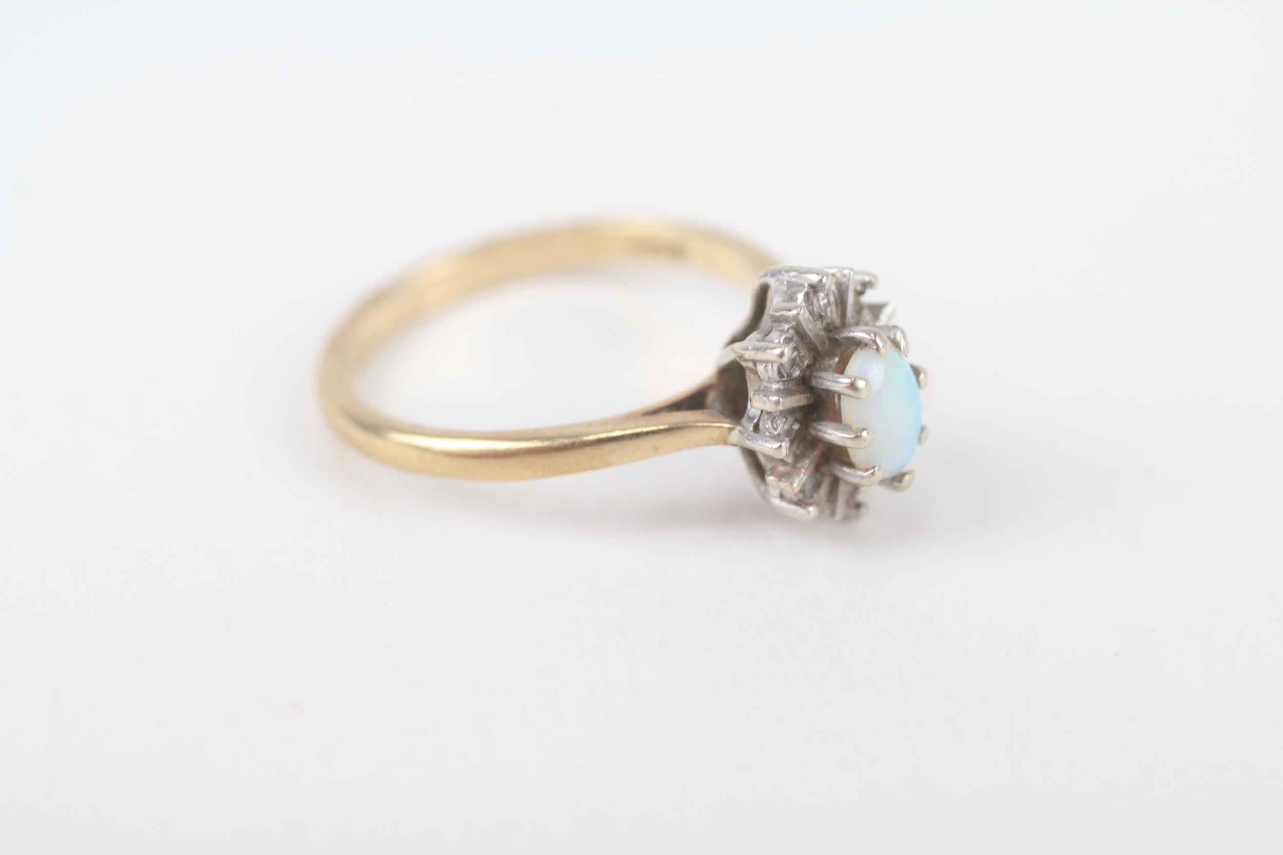 9ct gold opal and diamond halo ring Size N 2.7 g - Image 3 of 5