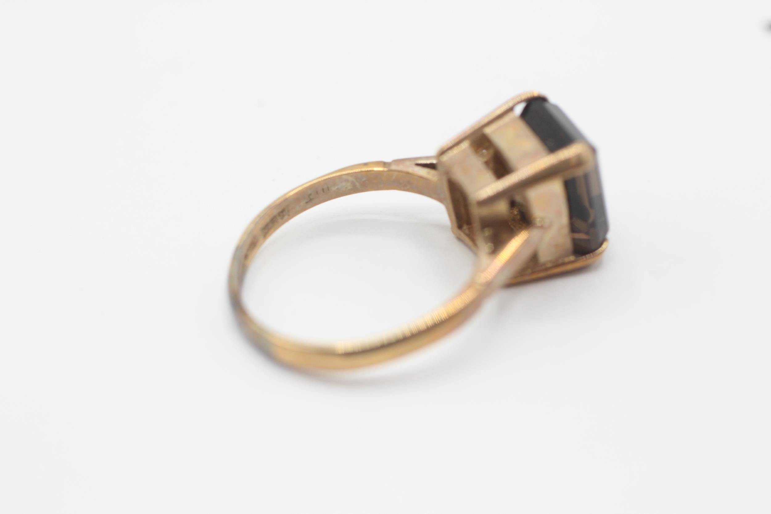 9ct gold smokey quartz single stone ring Size K 3.6 g - Image 5 of 6