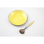 DAVID ANDERSON .925 Sterling Silver Yellow Guilloche Enamel Salt Dish (26g) - w/ Associated Spoon