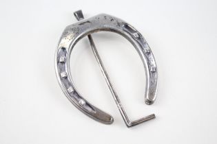 Antique 1915 Birmingham Sterling Silver Upside Down Lucky Horseshoe Statue (33g) - Maker -