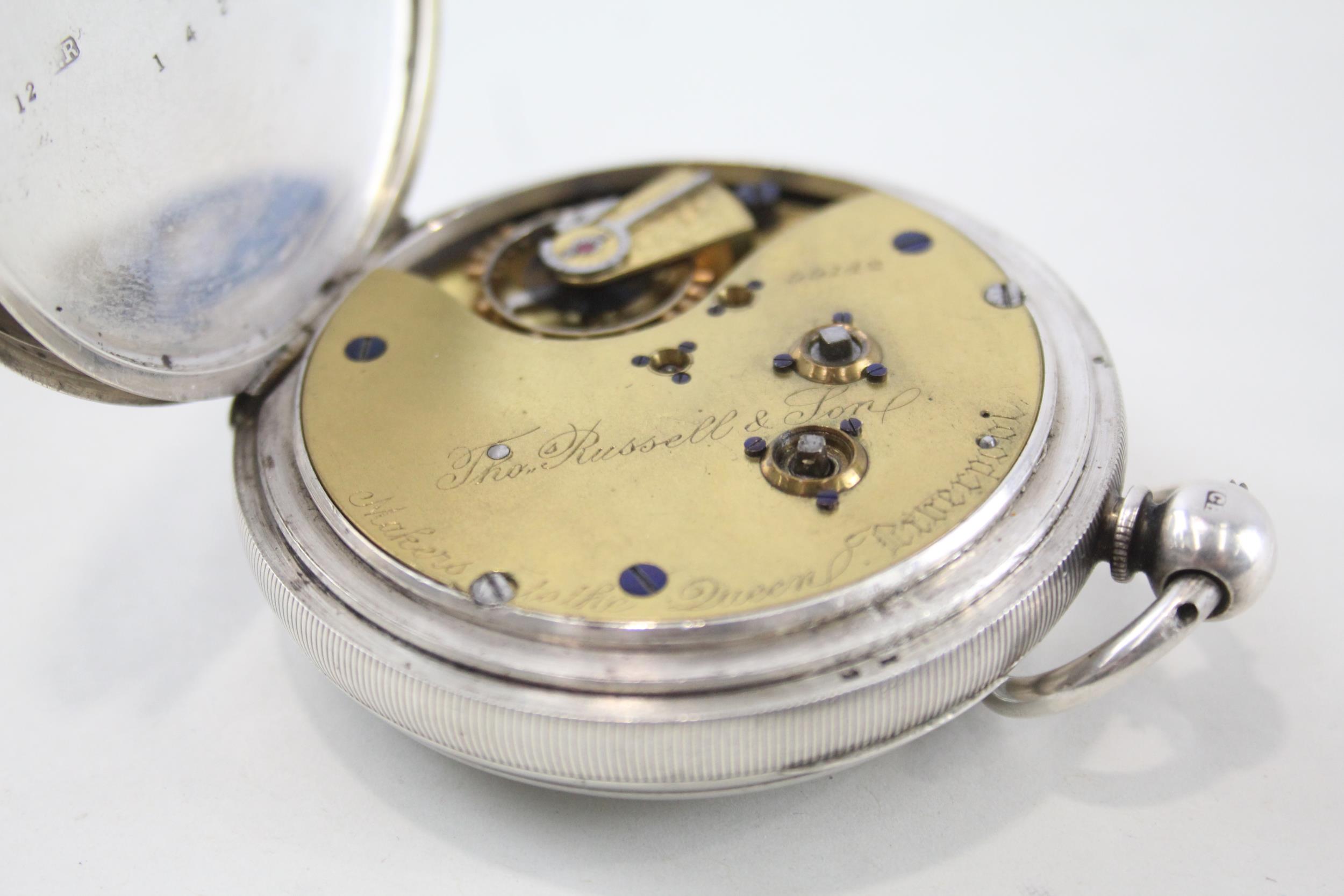 THOMAS RUSSELL & SON Sterling Silver Chronograph Pocket Watch Key-wind WORKING - THOMAS RUSSELL & - Image 5 of 5
