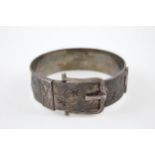 Silver vintage buckle design bangle (53g)