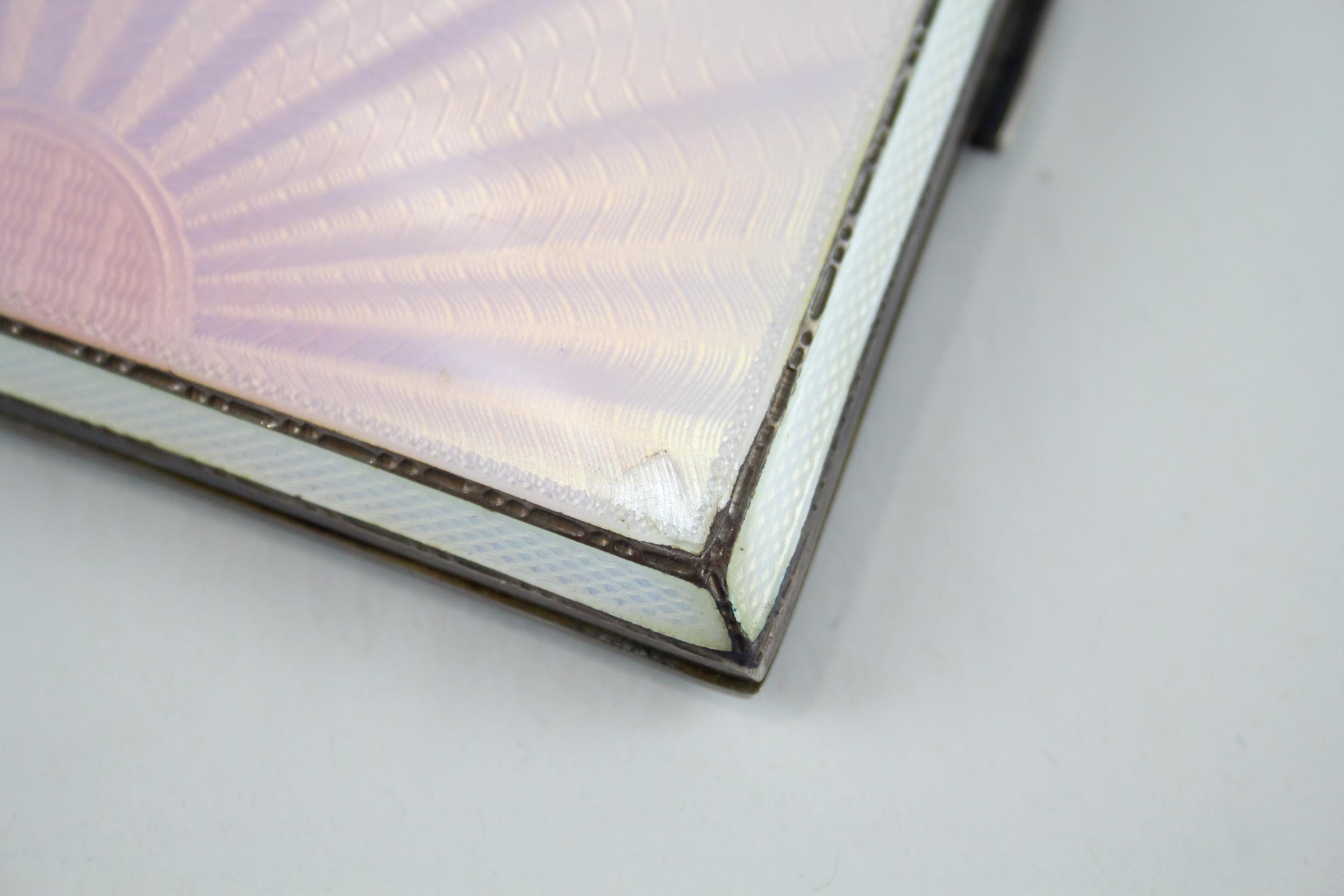 Vintage 1938 Birmingham Sterling Silver Pink Gradient Enamel Cigarette Case 124g - w/ Pink - Image 7 of 8