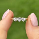 18ct gold vintage diamond heart shaped dress ring Size M 2.7 g