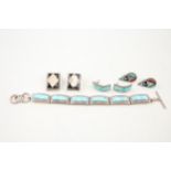 A collection of silver Native American jewellery including Sharon Sandoval (59g)