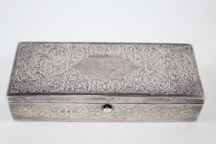 Antique Victorian 1899 Birmingham Sterling Silver & Ebony Cigar Case (155g) - Maker - Unidentifiable