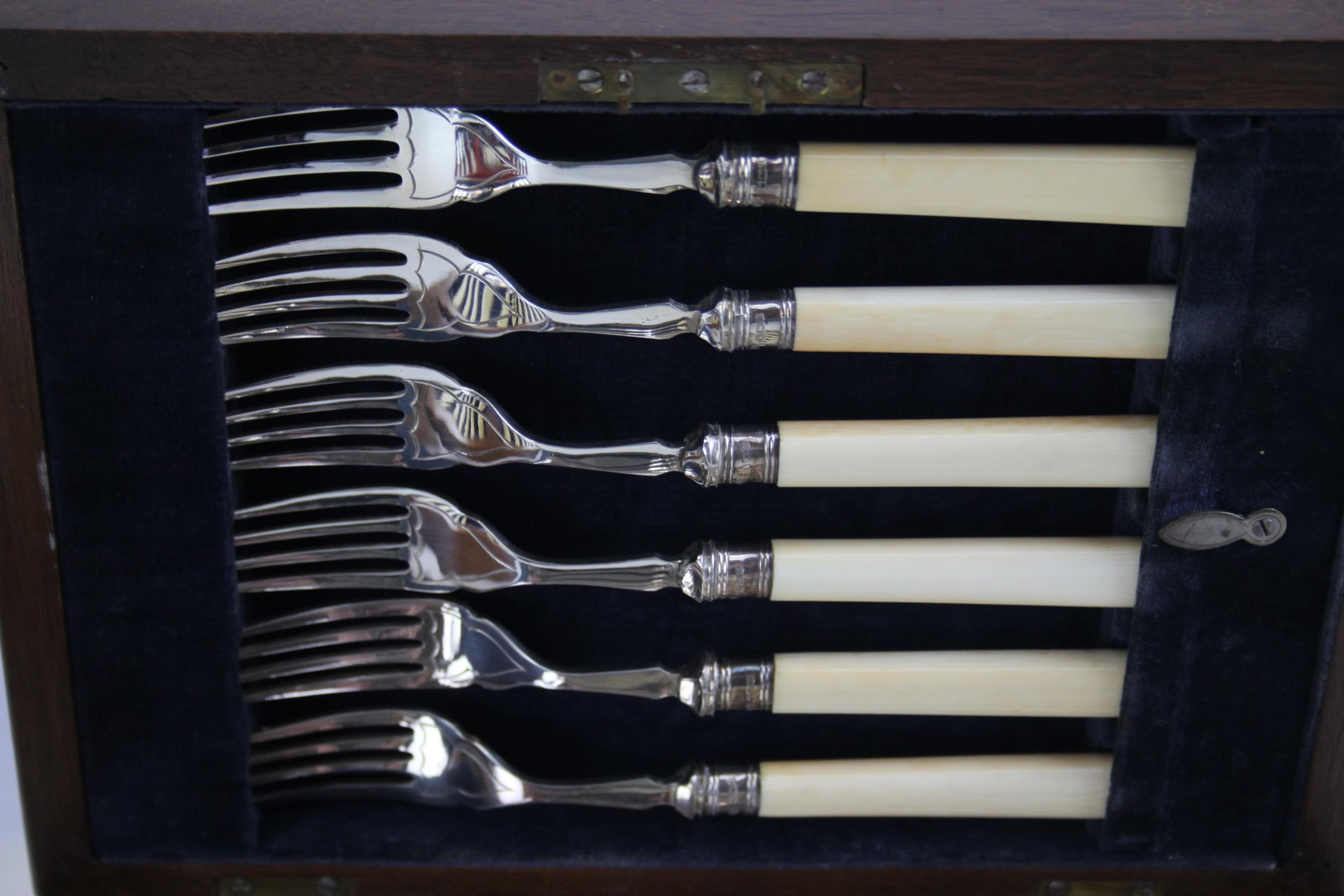 Silver Plate Cutlery Sets Fish Cutlery Ivorine Wooden Canteens x 4 - Silver Plate Cutlery Sets - Image 7 of 9