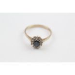 9ct gold vintage sapphire & diamond cluster ring Size M 1.5 g