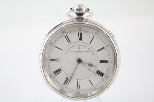 THOMAS RUSSELL & SON Sterling Silver Chronograph Pocket Watch Key-wind WORKING - THOMAS RUSSELL &