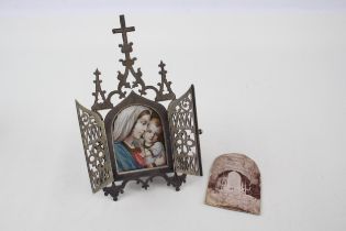 Antique / Vintage .900 Silver Religious Iconography Mary & Jesus Plaque 125g - XRF TESTED FOR PURITY