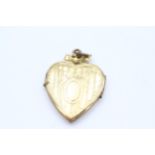 9ct gold back and front ribbon framed blank cartouche engraved locket 5.3 g