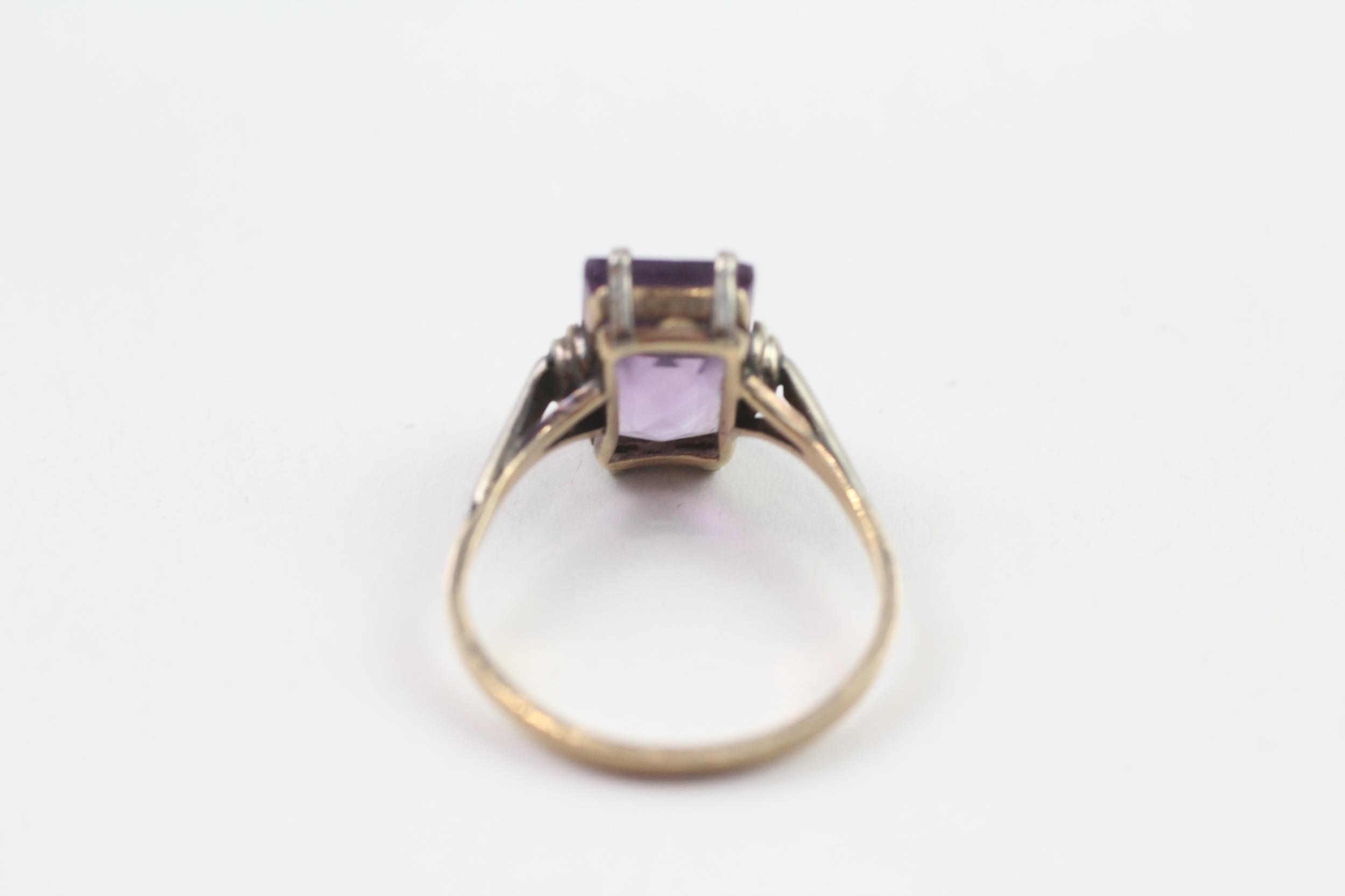 9ct gold antique fancy cut amethyst single stone ring Size L 1/2 2.1 g - Image 4 of 4