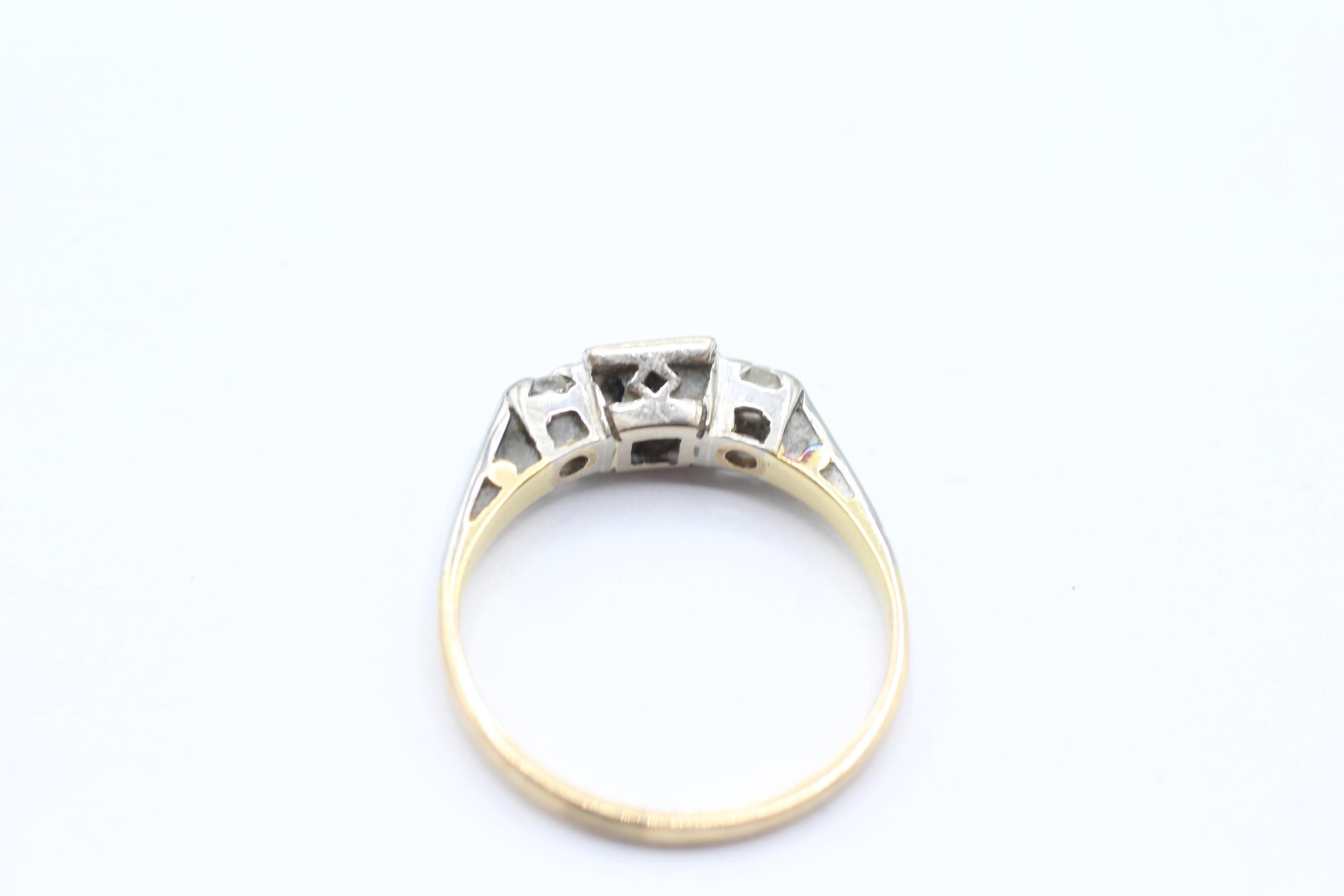 9ct gold diamond & sapphire three stone ring Size L 2.2 g - Image 4 of 4