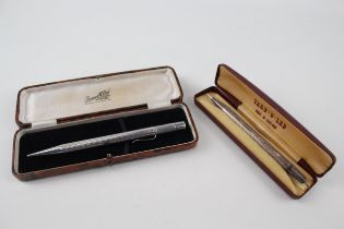 2 x Vintage Hallmarked .925 Sterling Silver Propelling Pencils Boxed (50g) - Inc S.Mordan & Co