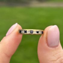 9ct gold sapphire and diamond set half hoop eternity ring Size N 1.2 g