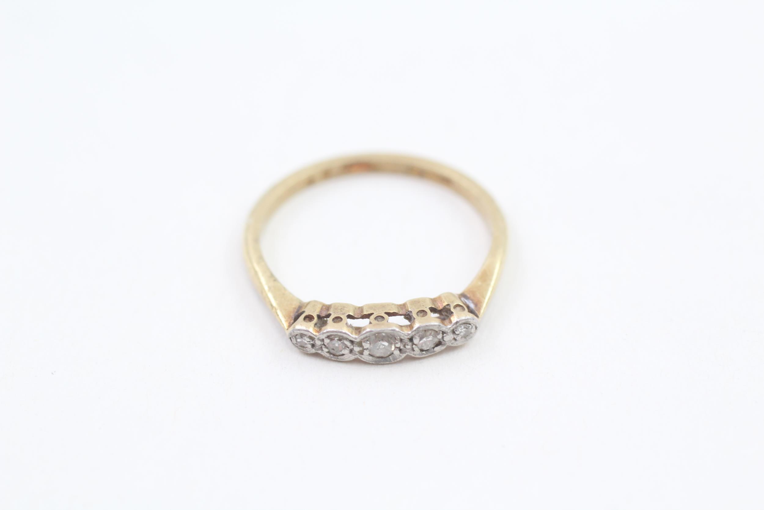 18ct gold vintage diamond five stone ring Size M 1/2 2.1 g