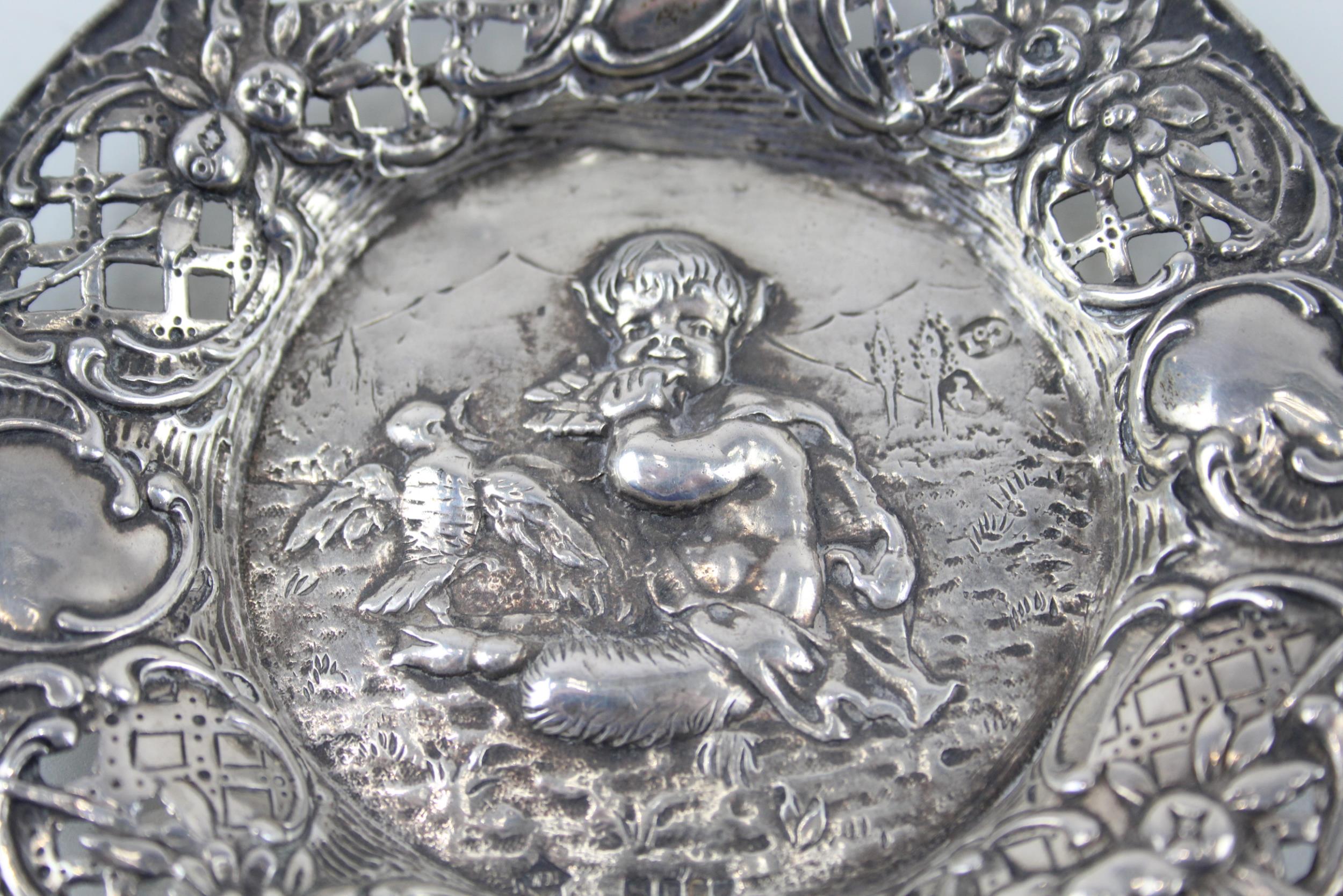 Antique Victorian 1897 London Sterling Silver Cherub Pin Trinket Dish (66g) - Maker - William Neal - Image 2 of 6