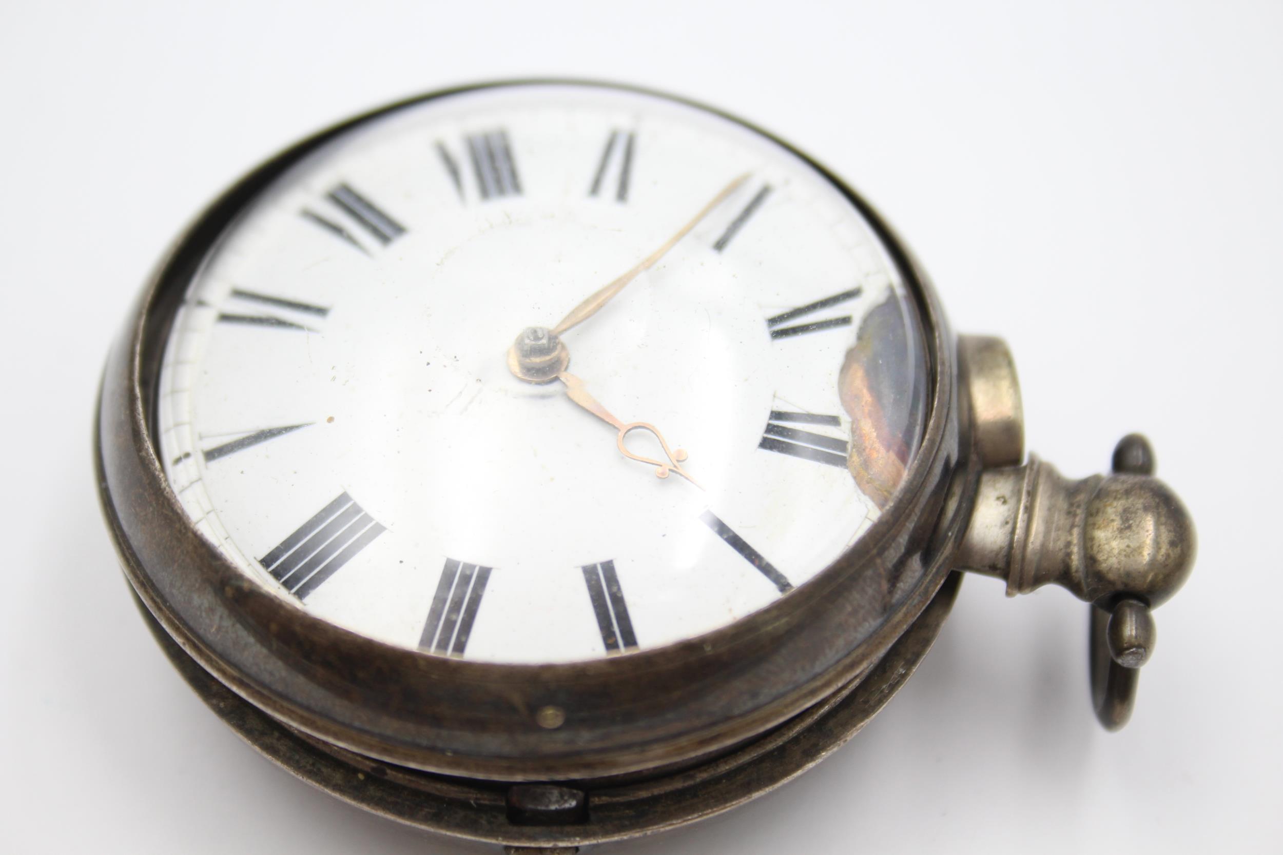 Sterling Silver Pair Cased Antique Fusee Verge POCKET WATCH Key-wind WORKING - Sterling Silver - Image 2 of 4