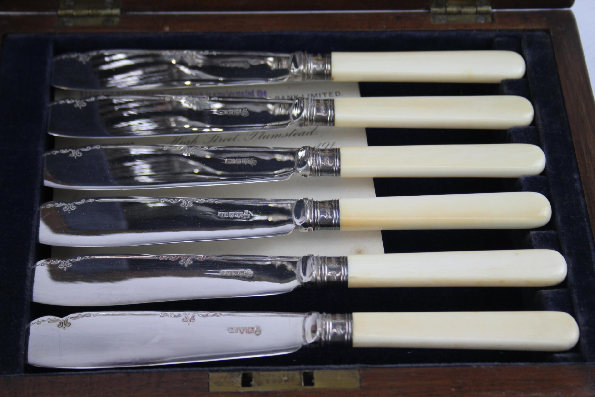 Silver Plate Cutlery Sets Fish Cutlery Ivorine Wooden Canteens x 4 - Silver Plate Cutlery Sets - Image 6 of 9