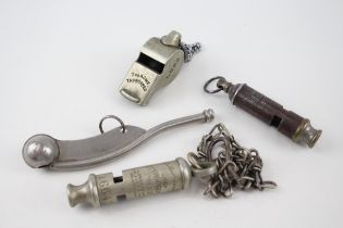 Whistles x 4 inc. Metropolitan Police, L.N.E.R, Bosun etc. - Whistles x 4 inc. Metropolitan