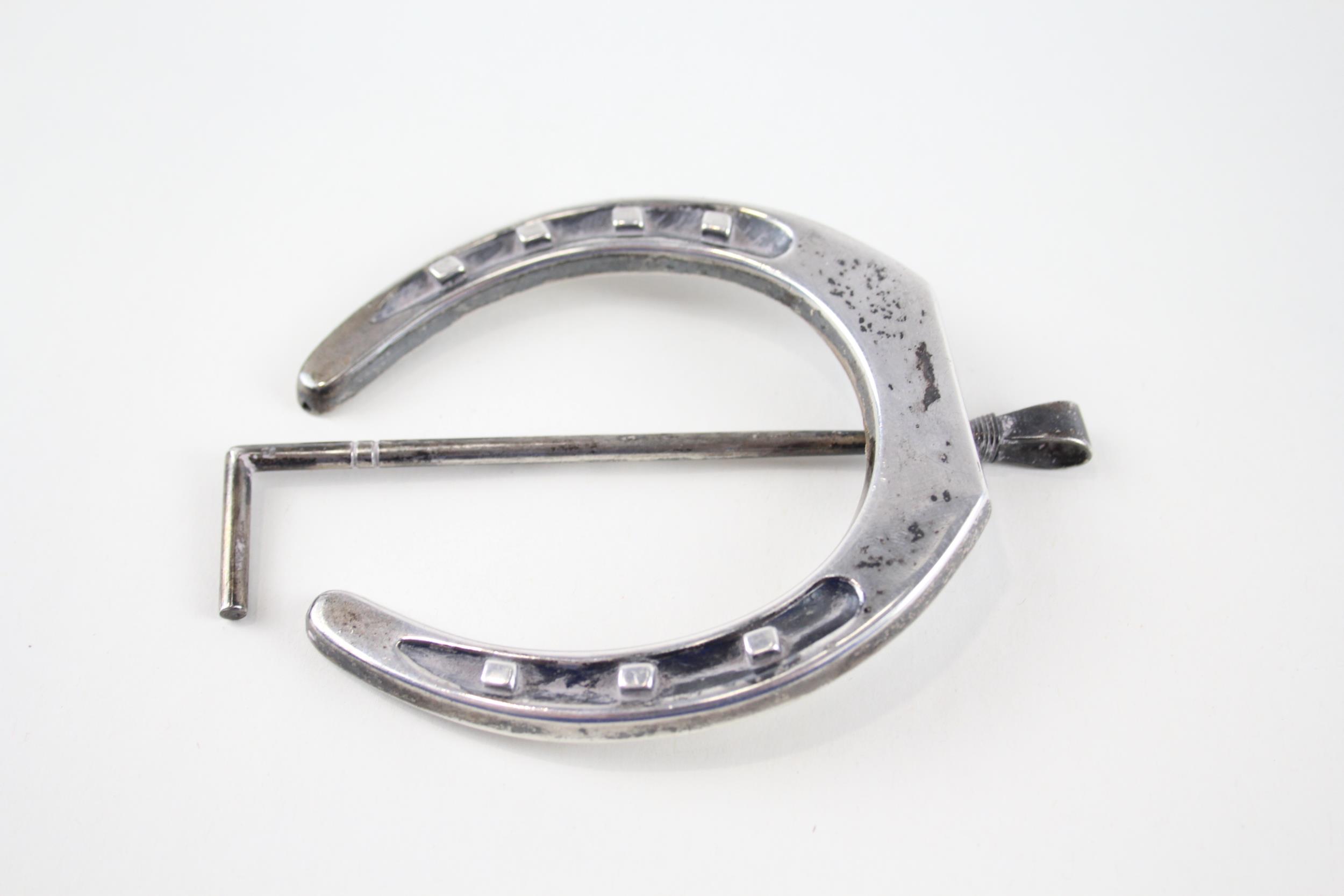 Antique 1915 Birmingham Sterling Silver Upside Down Lucky Horseshoe Statue (33g) - Maker - - Bild 2 aus 5