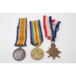 WW1 1914-15 Star Trio & Original Ribbons Named J. Blackburn FMN M.F.A - WW1 1914-15 Star Trio &