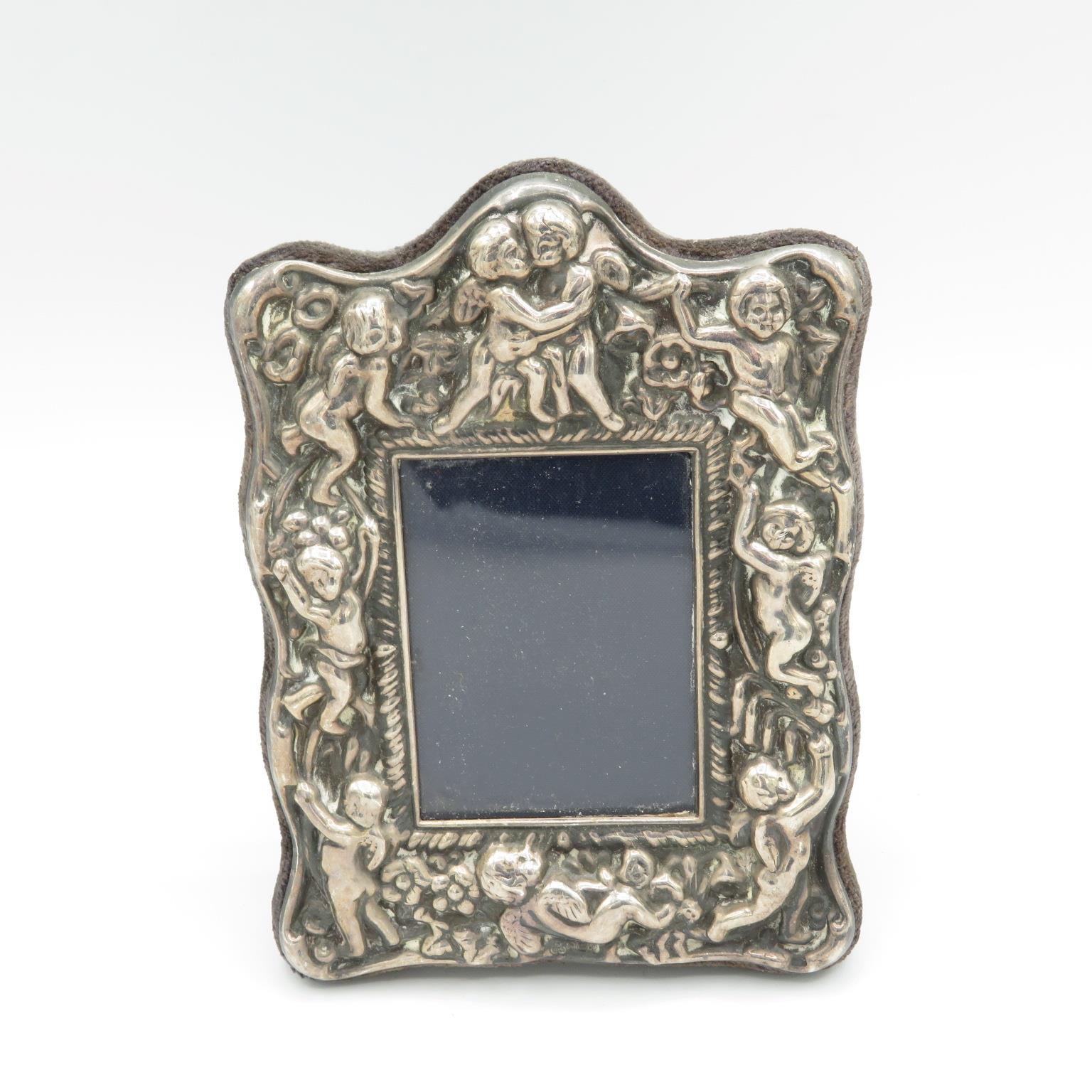 Vintage 1988 Sheffield Sterling Silver Cherub Detailed Photograph Frame (123g) - Maker -