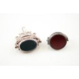 Two silver gemstone spinner fobs including Bloodstone (21g)