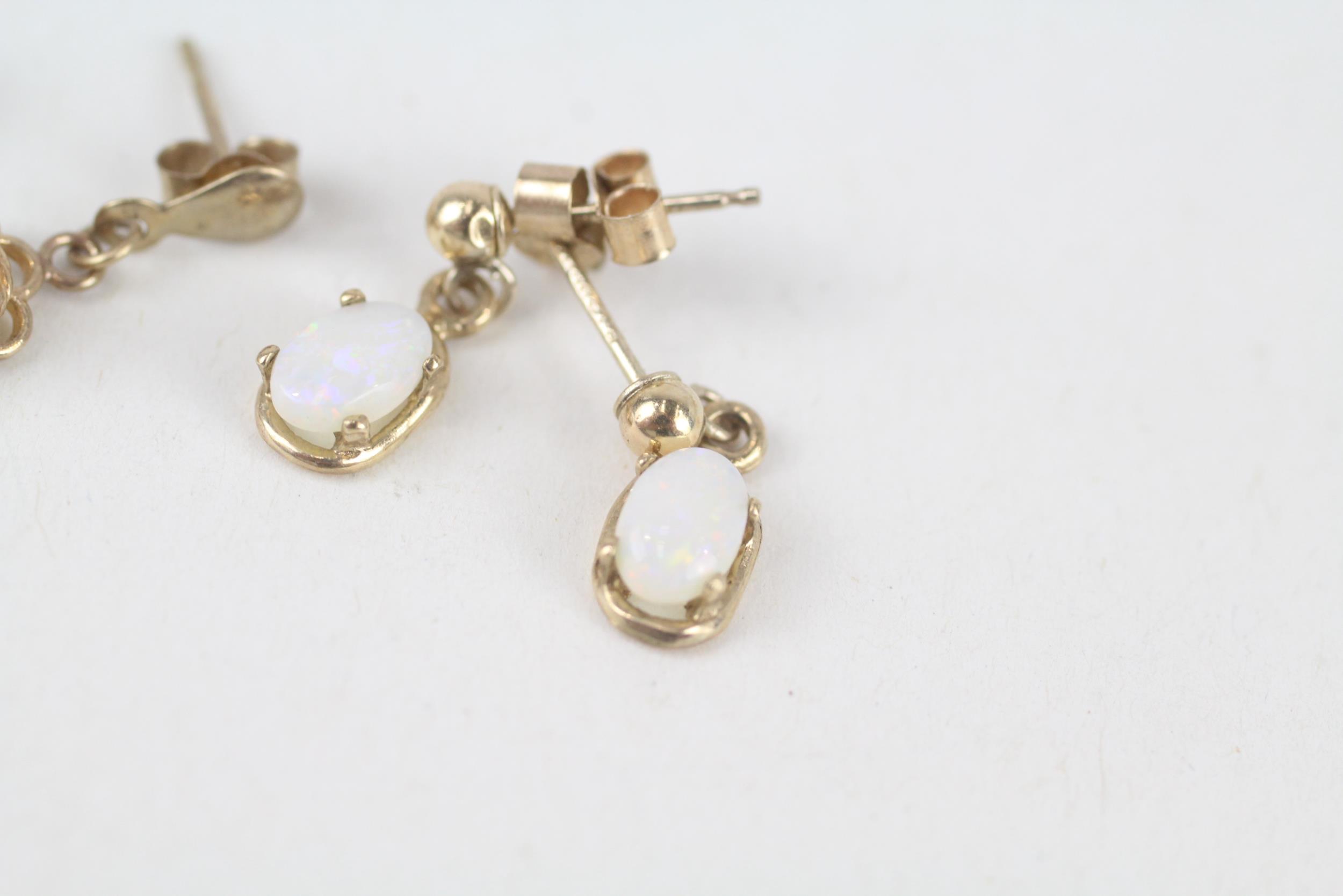 2x 9ct gold opal drop earrings with scroll backs 1.8 g - Image 5 of 5