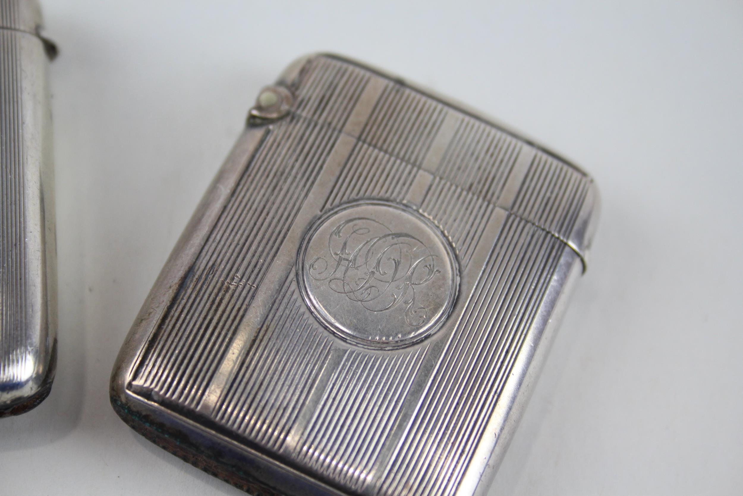 2 x Antique .925 Sterling Silver Vesta / Match Cases Inc Victorian Etc (69g) - w/ Personal - Image 3 of 4