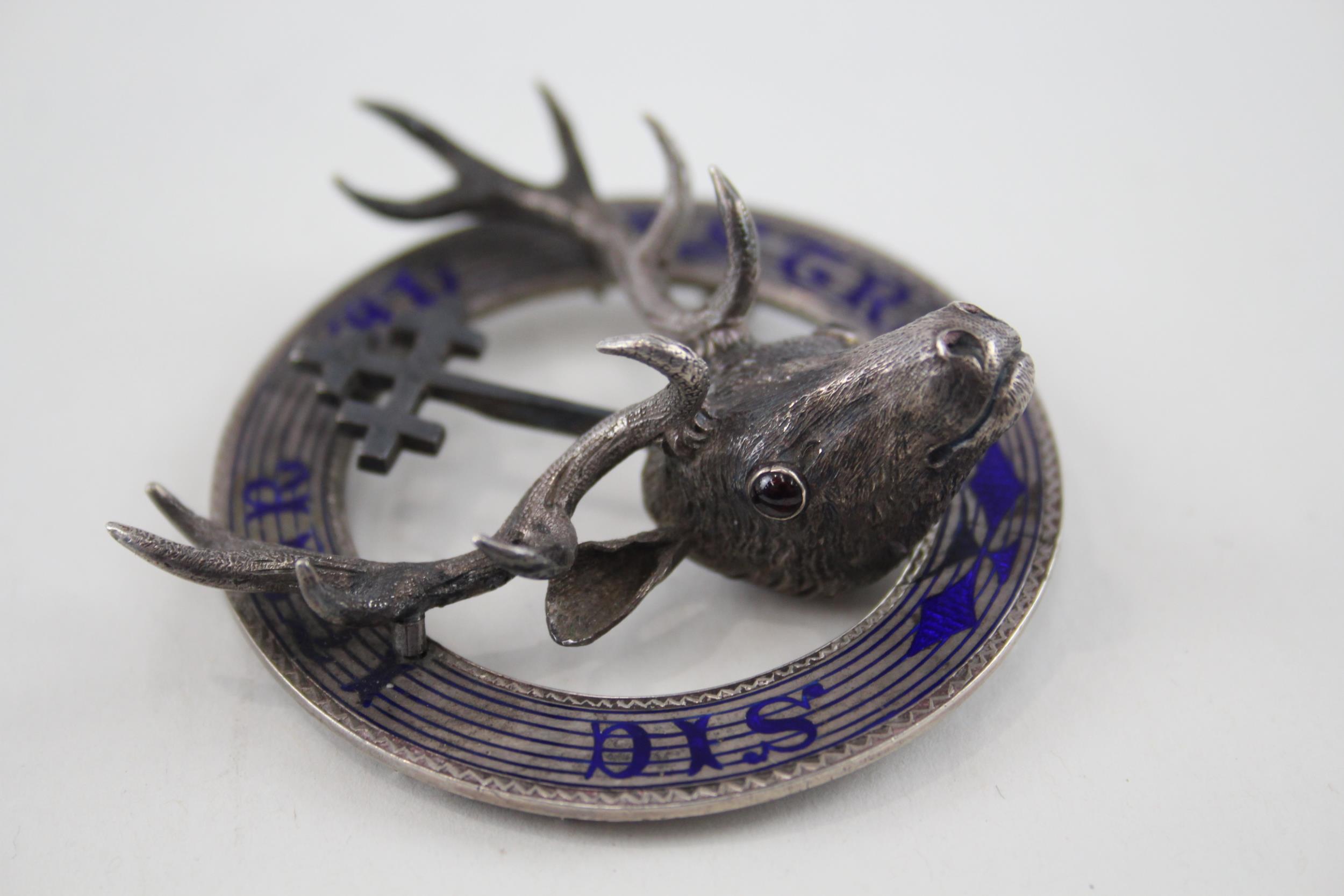 Antique .950 SILVER Scottish Clan Badge Enamel Detail (30g) - XRF TESTED FOR PURITY - Image 5 of 7