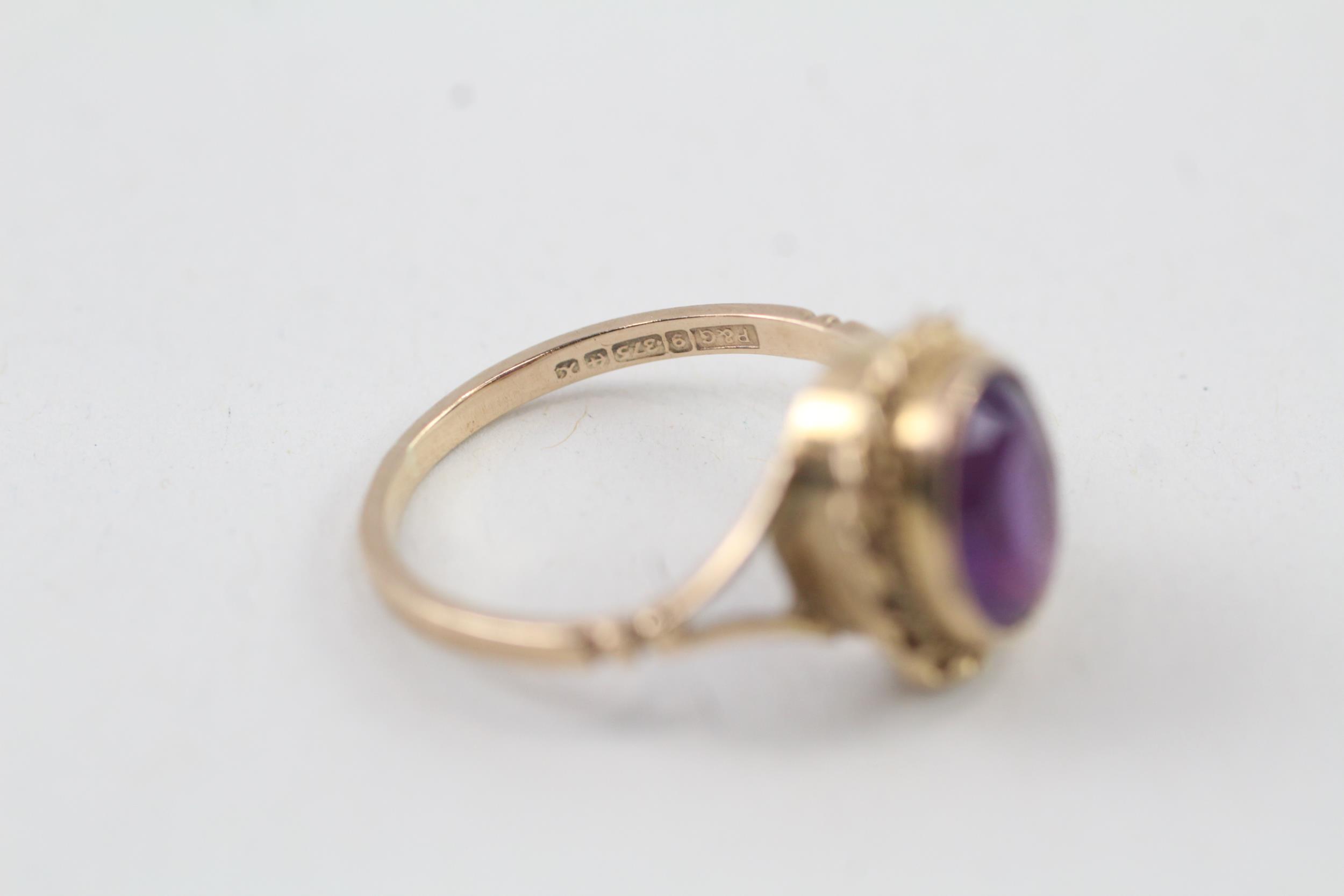 9ct gold amethyst single stone ring Size L 2.6 g - Image 5 of 5