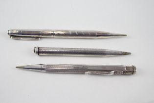 3 x Vintage Hallmarked .925 Sterling Silver YARD O LED Propelling Pencils (68g) - Inc Yard O Lette