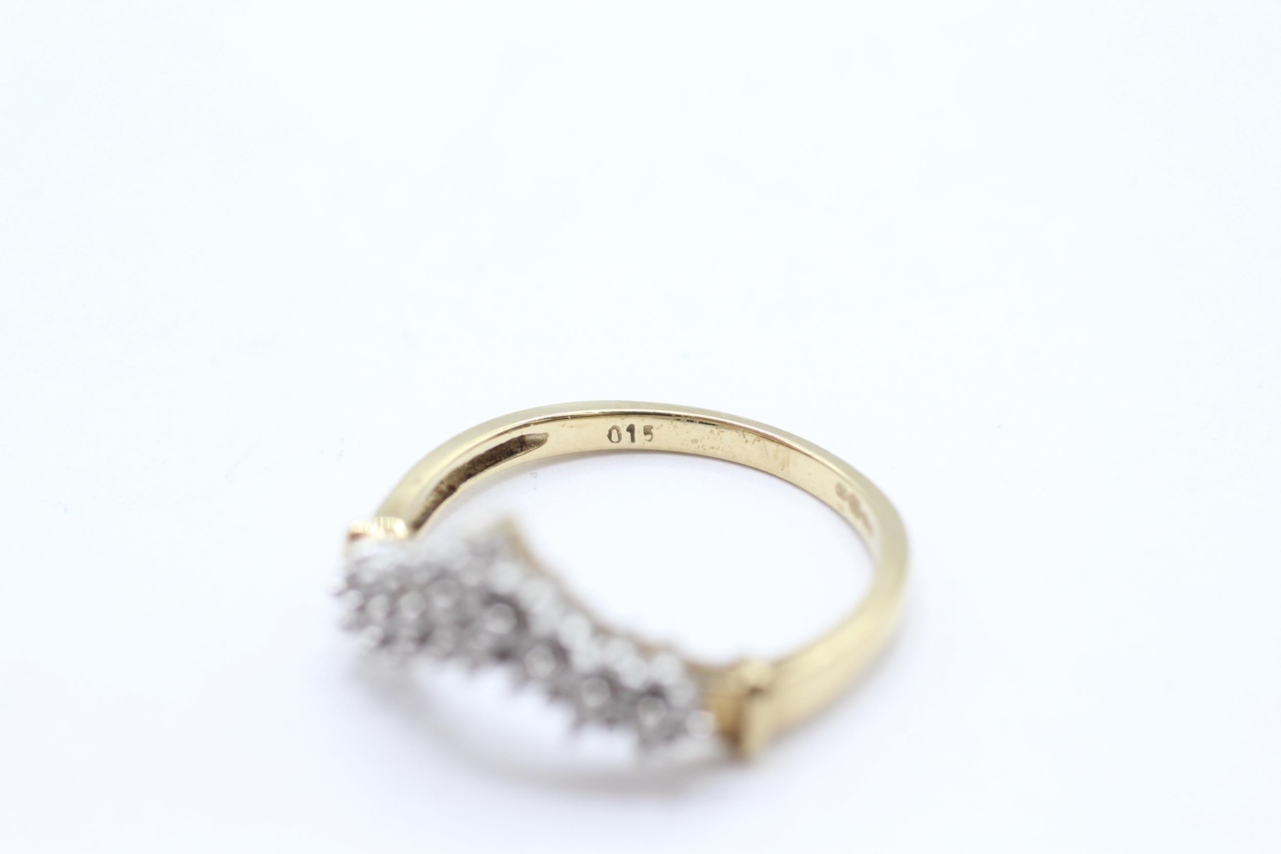 9ct gold pavé set diamond wishbone eternity ring Size M 1.8 g - Image 4 of 4