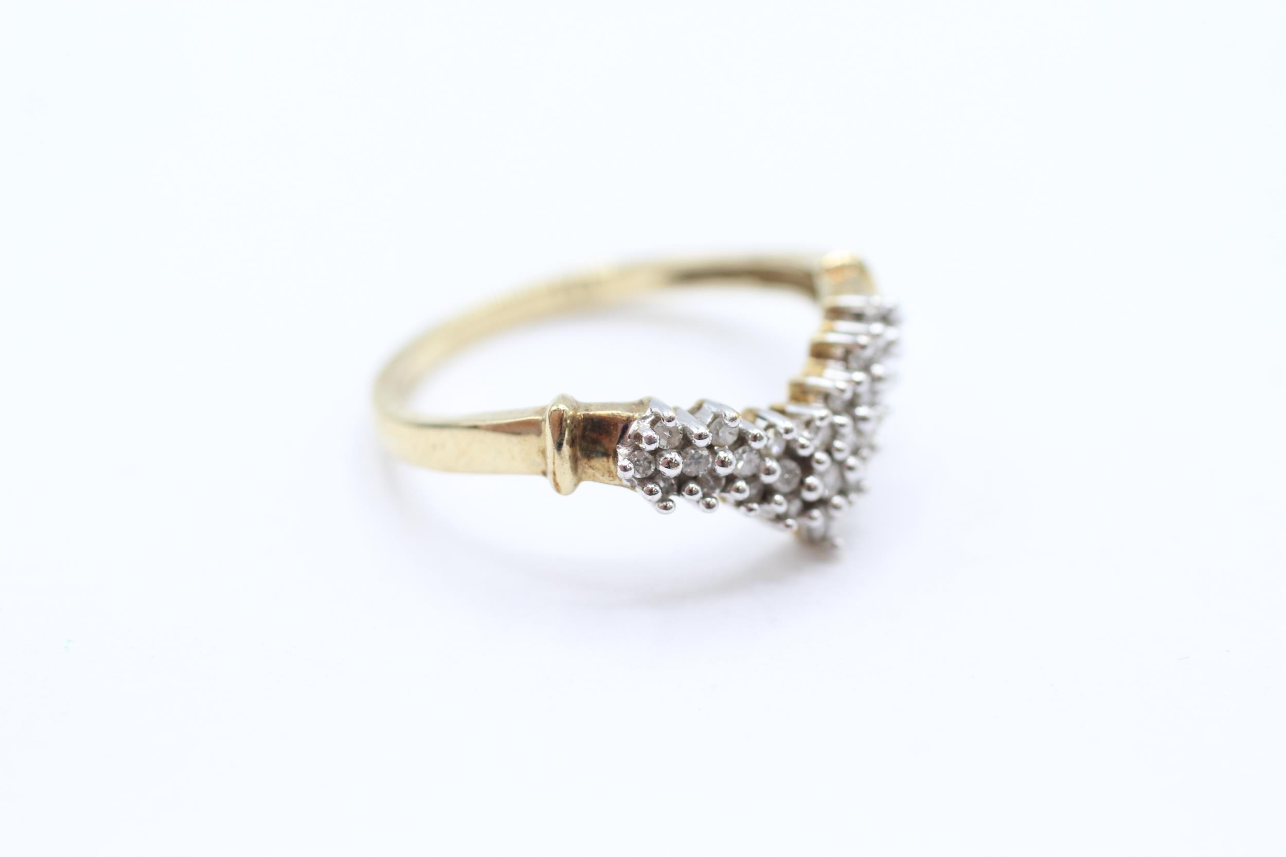 9ct gold pavé set diamond wishbone eternity ring Size M 1.8 g - Image 2 of 4