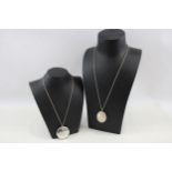 Two silver antique locket necklaces (42g)