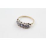 9ct gold white & blue gemstone dress ring Size I 1.6 g