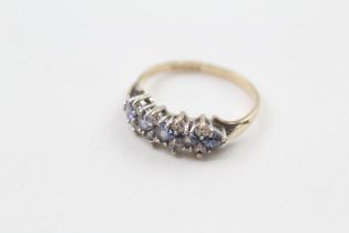 9ct gold white & blue gemstone dress ring Size I 1.6 g