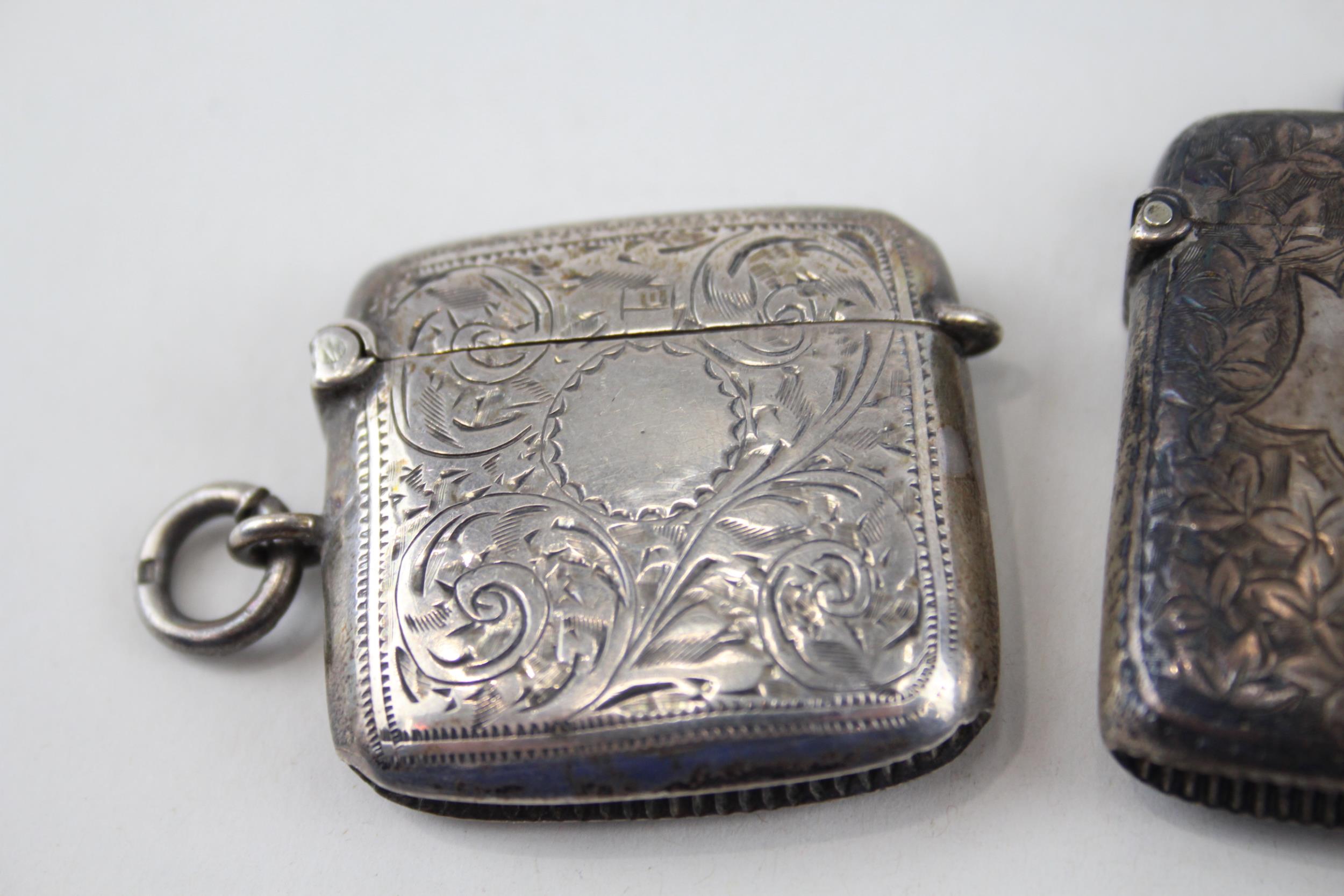 3 x Antique .925 Sterling Silver Vesta / Match Cases Inc Victorian (65g) - In antique condition - Image 2 of 4
