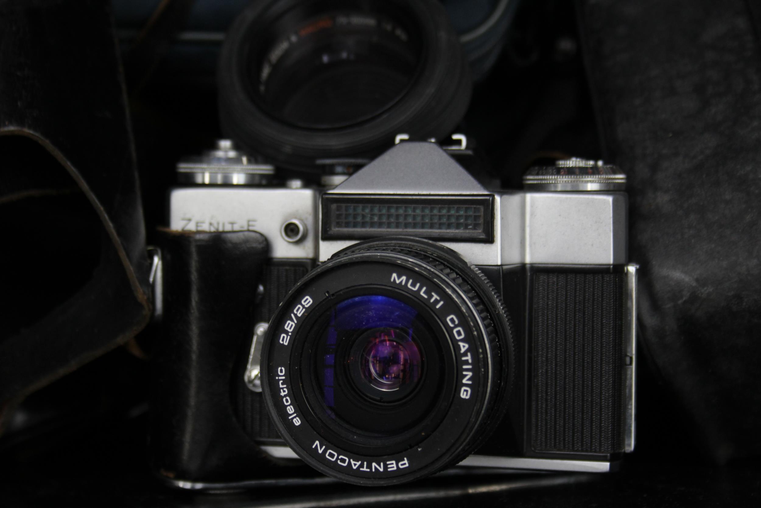 SLR Vintage Film Cameras Inc Zorki, Chinon, FED, Prakitca w/ Misc Lenses Job Lot - SLR Vintage - Image 5 of 6