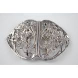 Vintage Hallmarked 1986 London Sterling Silver Floral Nurses' Belt Buckle (32g) - Maker -